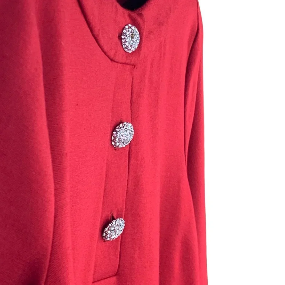 Talbots Rhinestone Front Button Red 3/4 Sleeve Top Size S - Picture 3 of 9